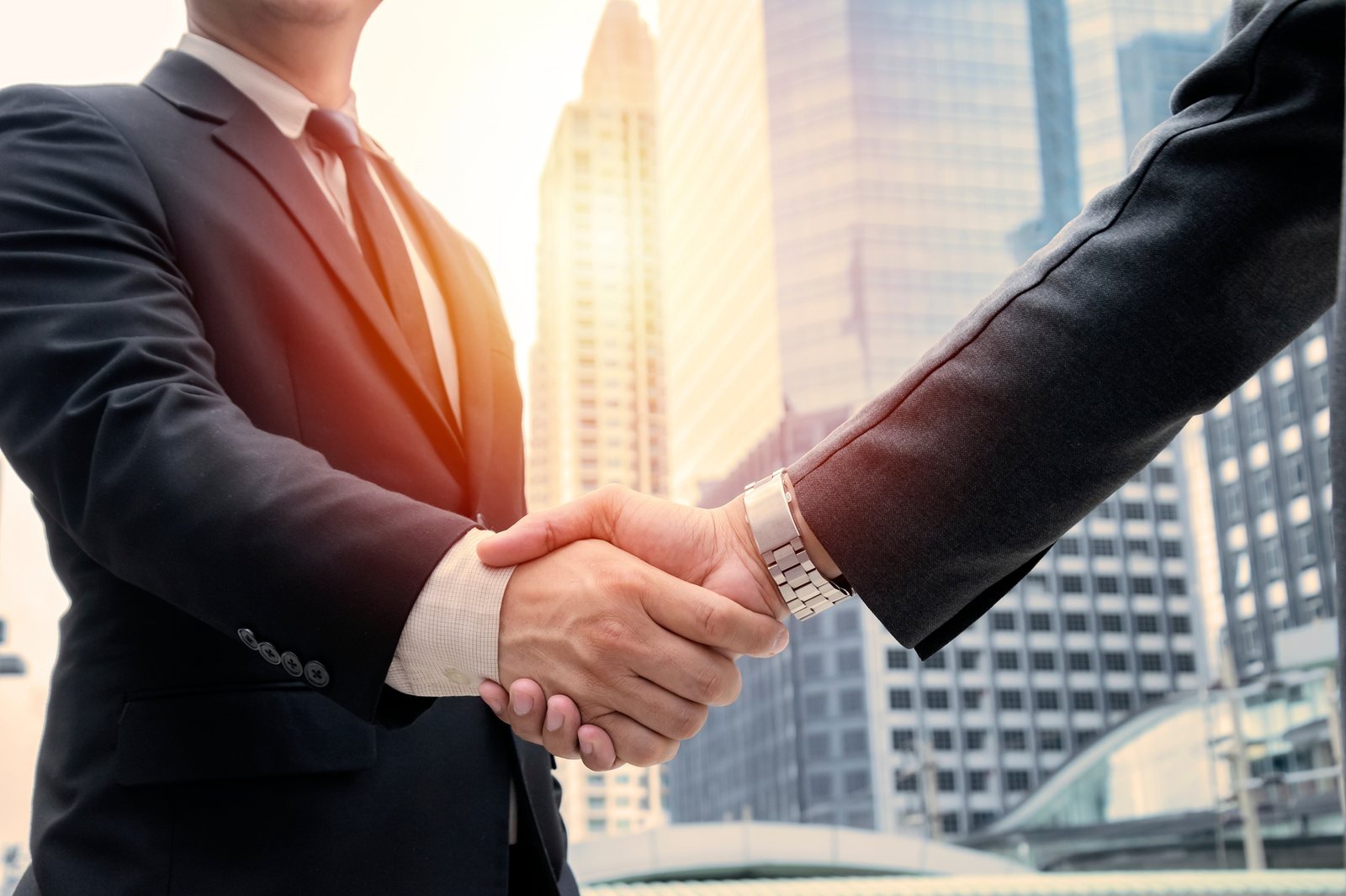 Business handshake representing trusted partnership