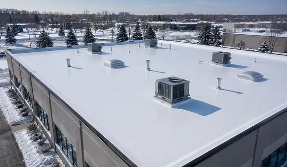 Aerial view of heat-proofed rooftop