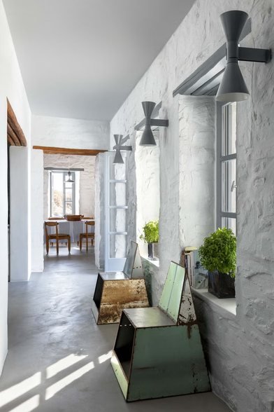 Finished textured hallway with wood accents