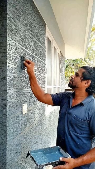 Applying texture to an exterior accent wall